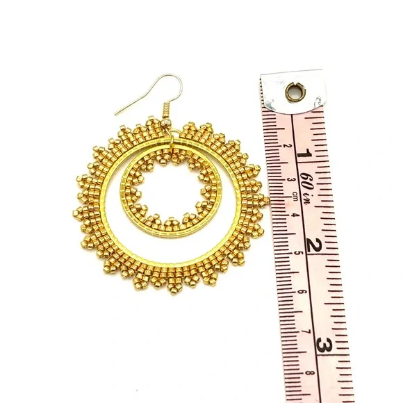 Hand Crafted Golden Sun Hoop Chunky Earrings - Picture 5 of 7